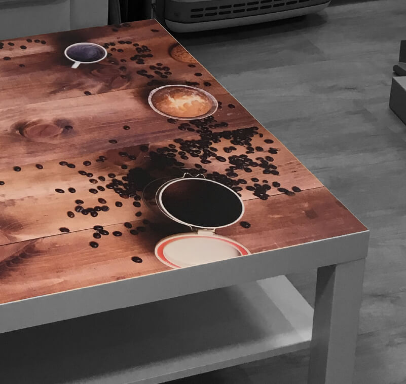 Tabletop with UV printed image